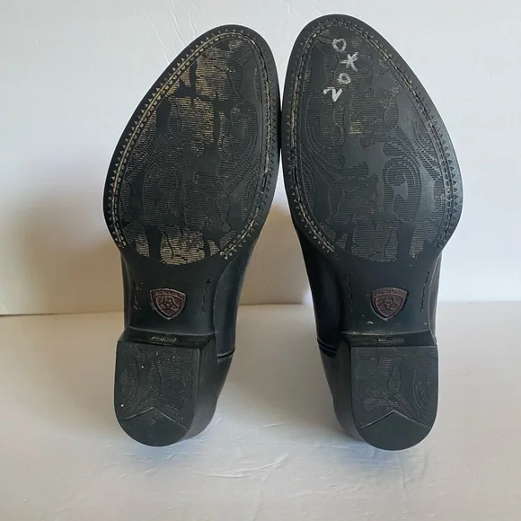 Ariat Black Heeled Boots Classic Western Style - Picture 5 of 10